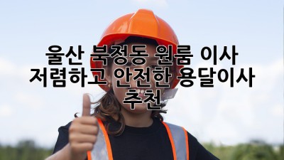 울산 북정동 원룸 이사? 저렴하고 안전한 용달이사 추천!